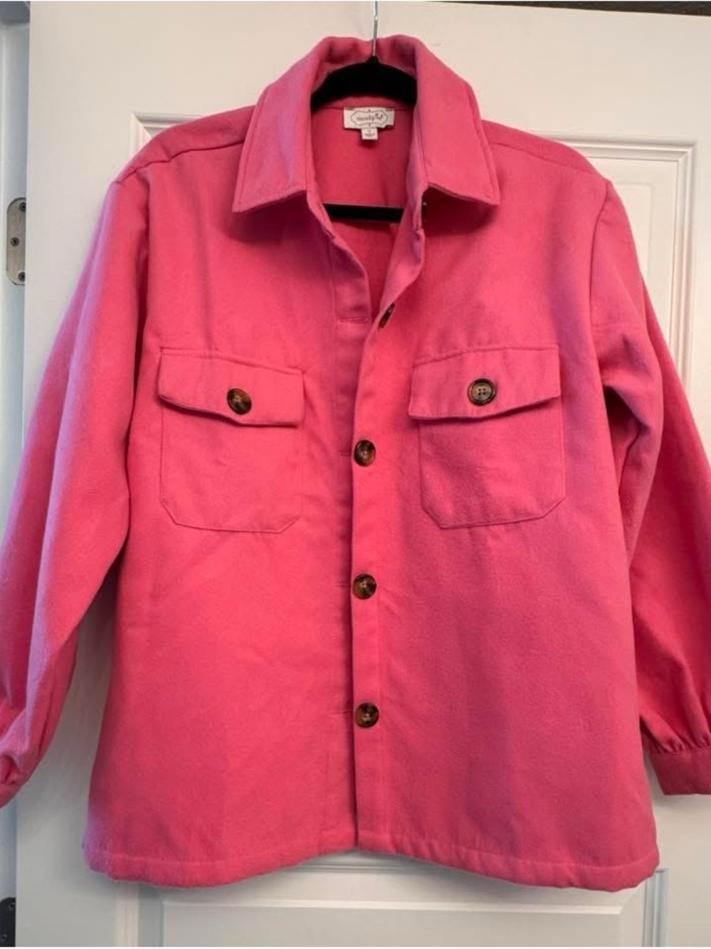 Mud Pie Bright Pink Button-Front Utility Jacket